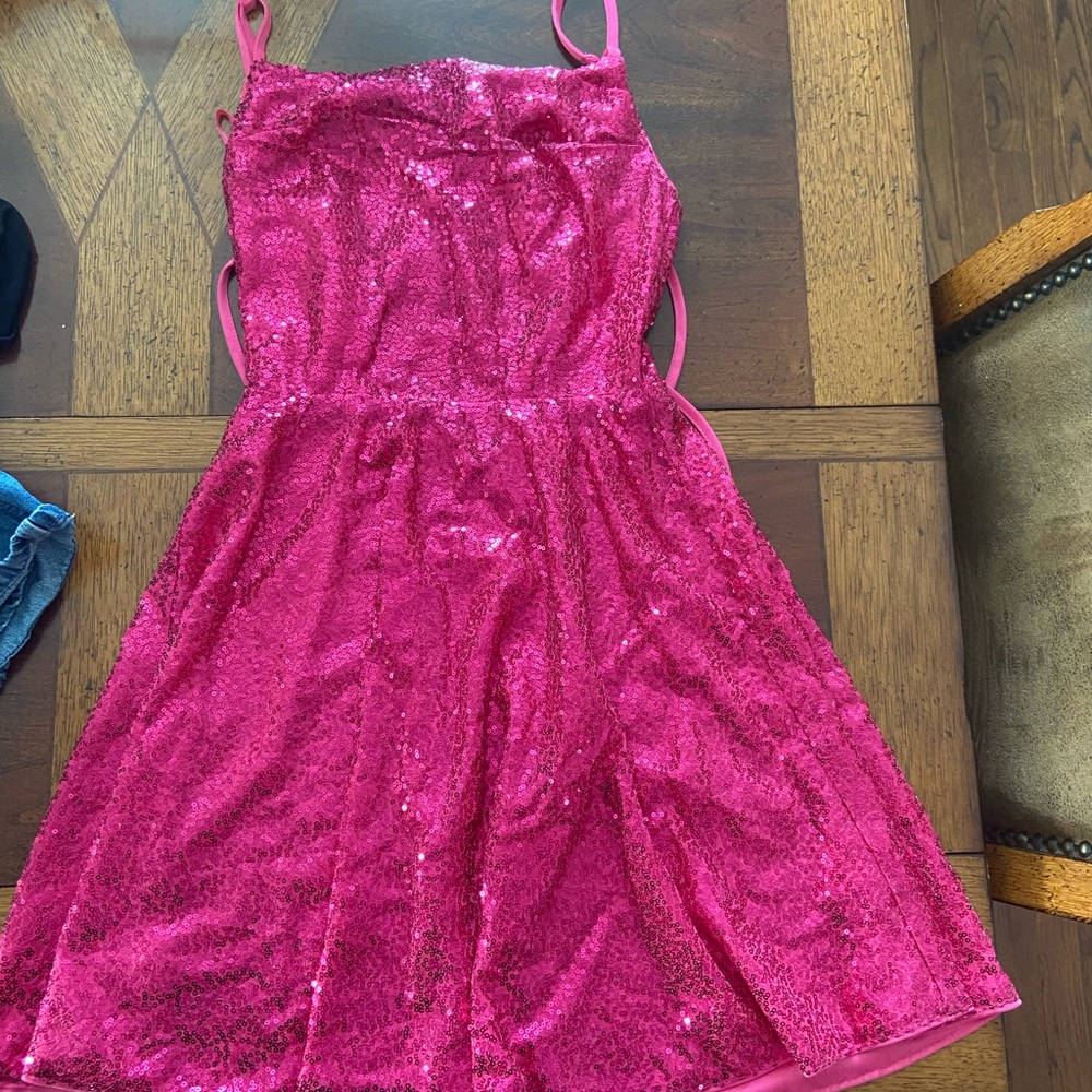 Amazon Pink Sequin Midi Dress